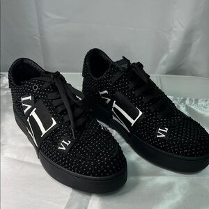 Valentino Black Studded VL Logo Low-Top Sneakers